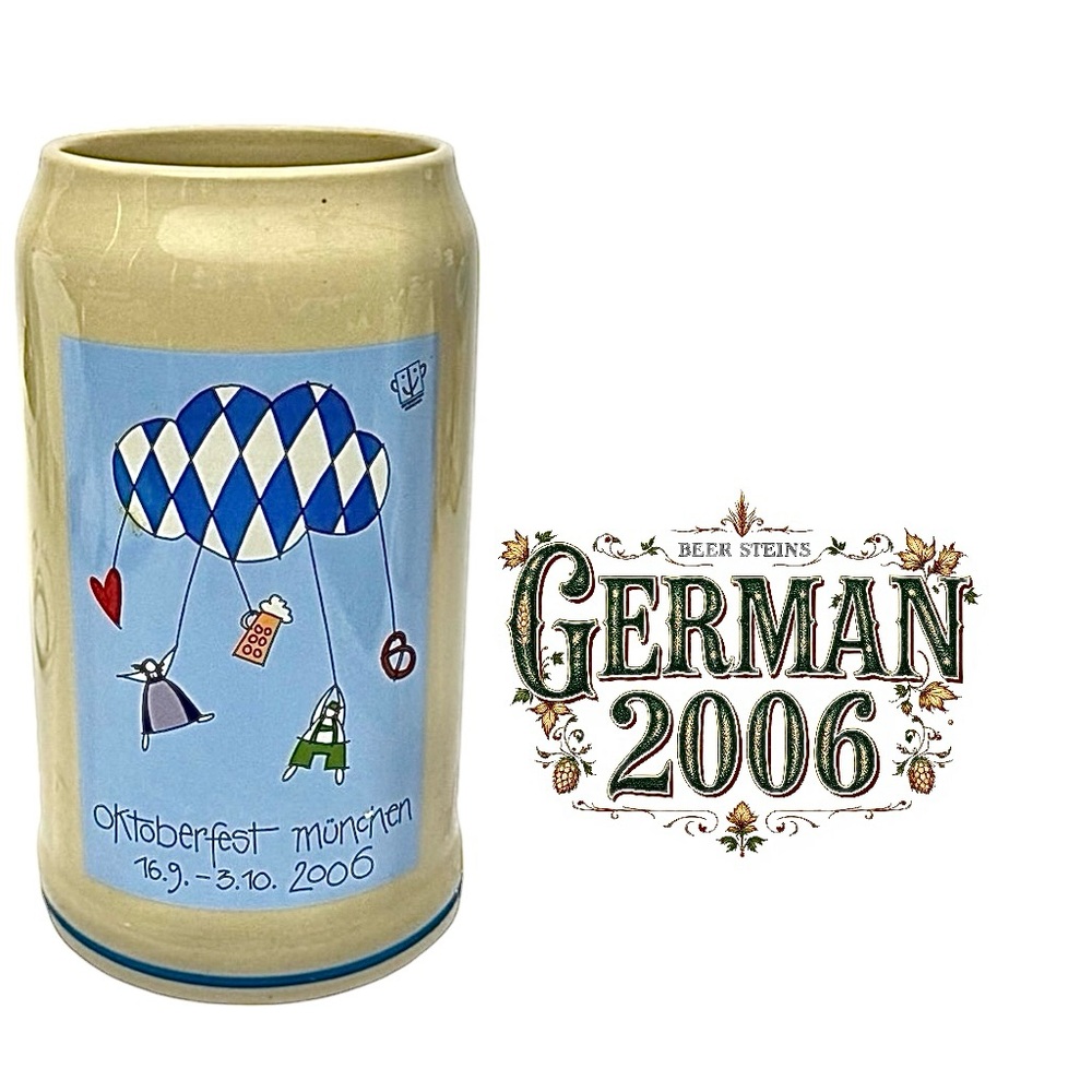 2006 German Oktoberfest 1L Beer Stein Glass Original Pre-Owned
